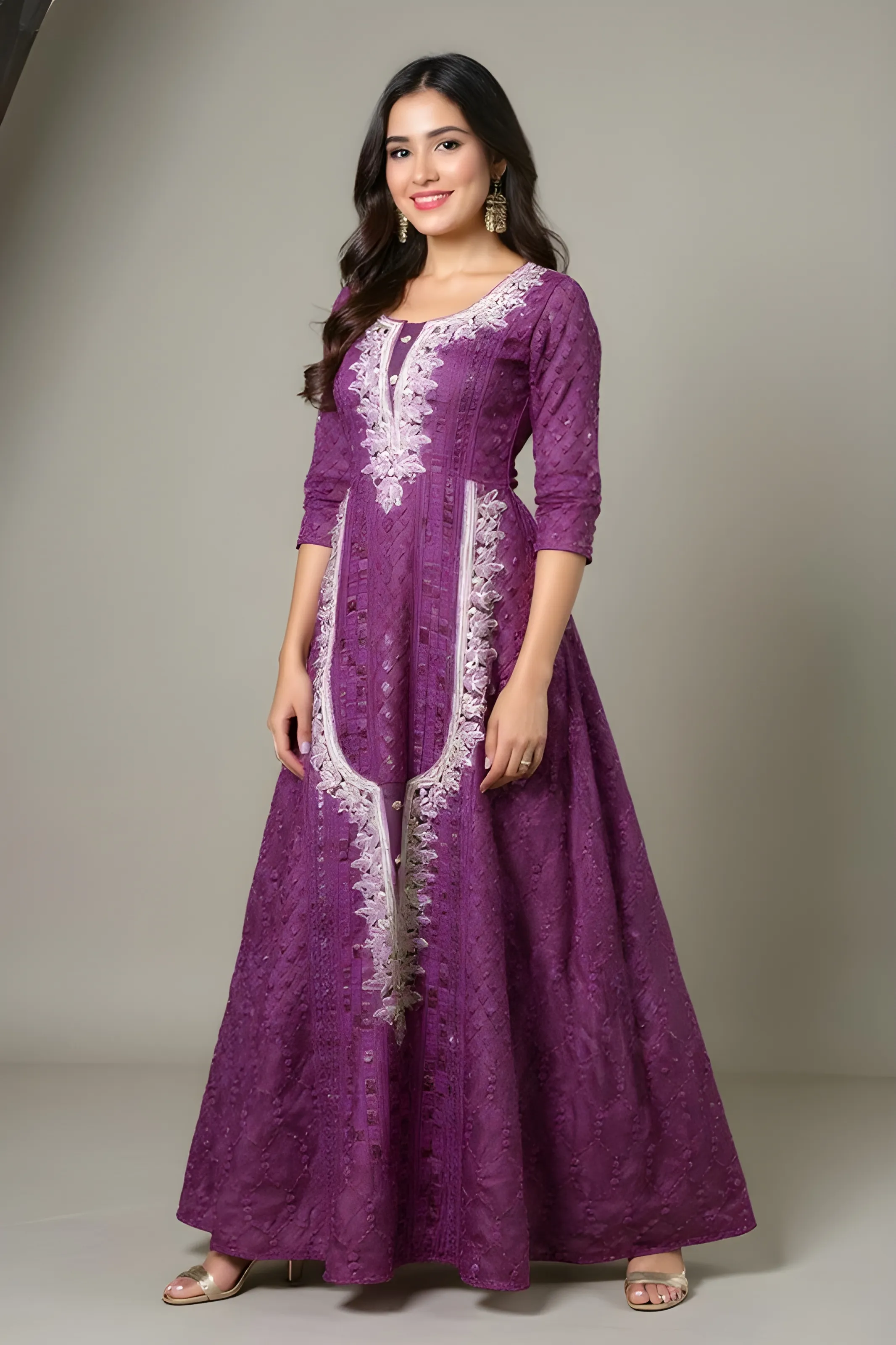 Embroidered Purple Kurti