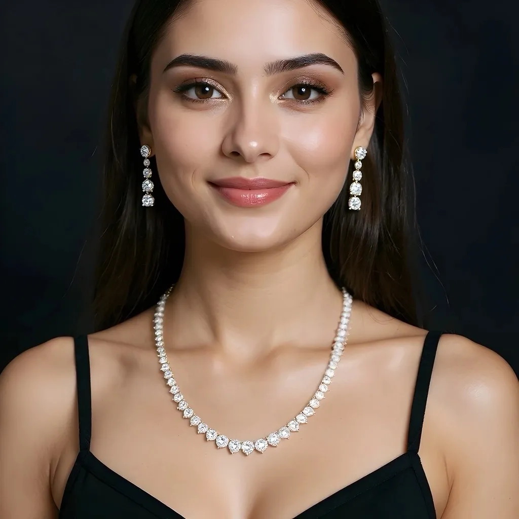 Elegant Diamond Rose Gold Necklace Set