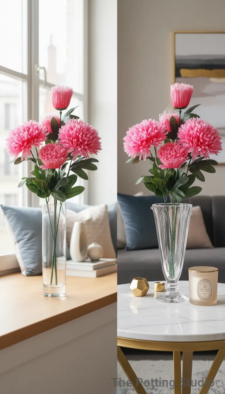Pink Artificial Flowers Single Stick