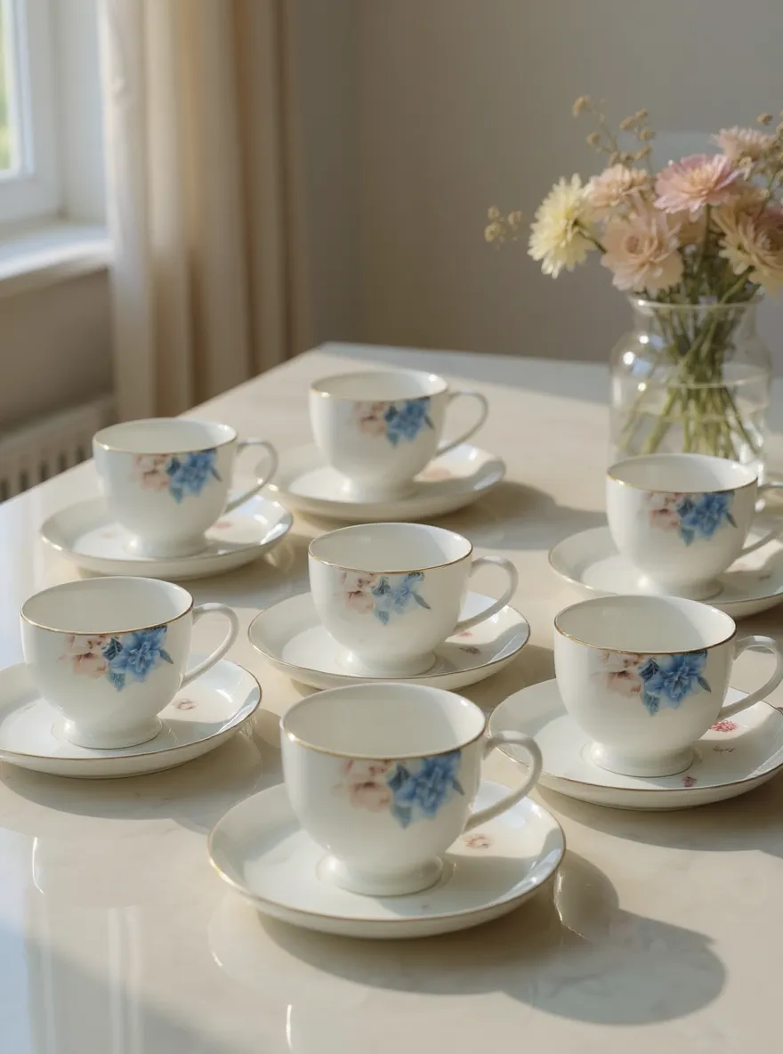 Floral Porcelain Tea Cup and Saucer