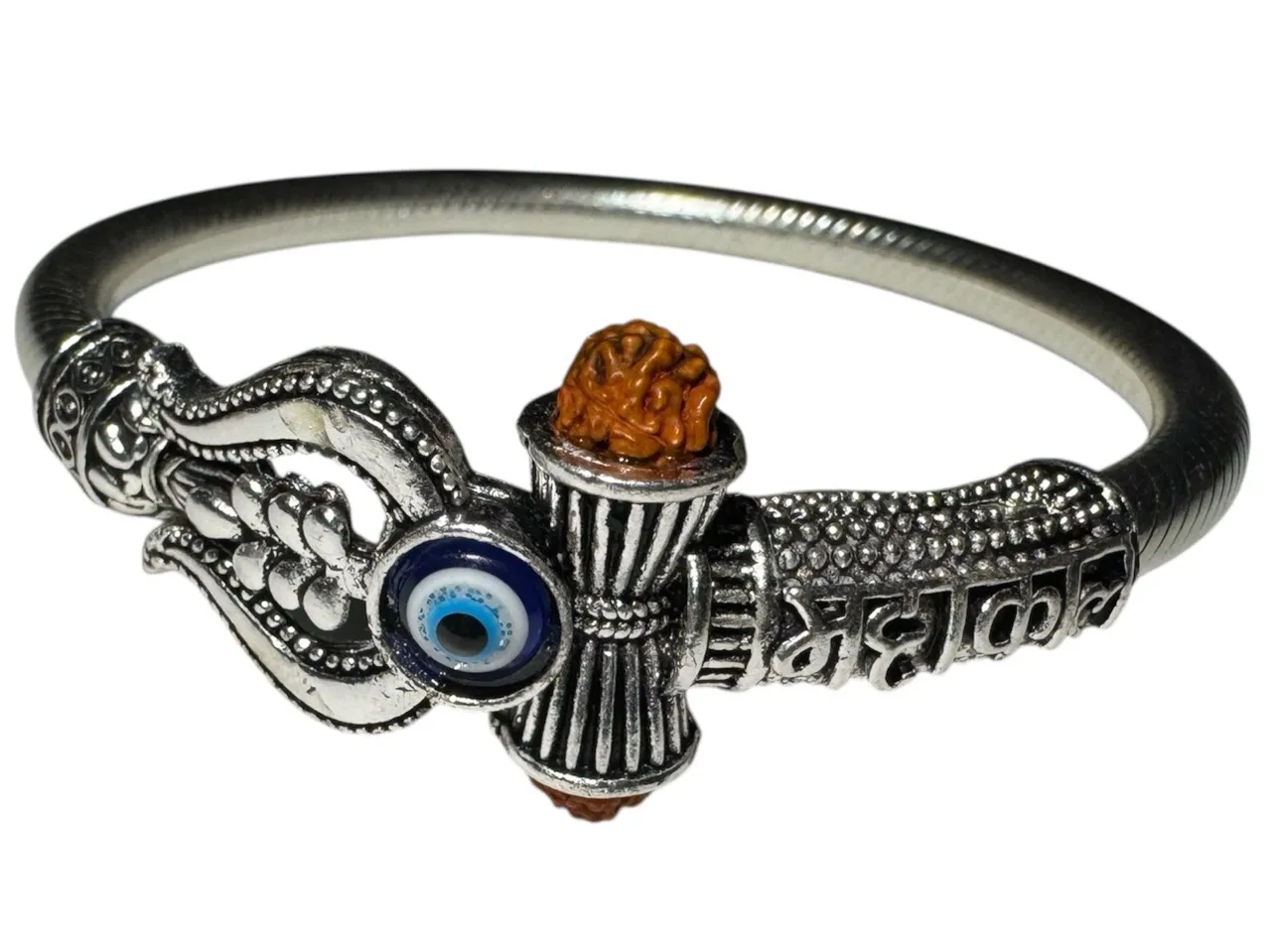 Silver Rudraksha Bracelet Kada | Shiv Ji Kada