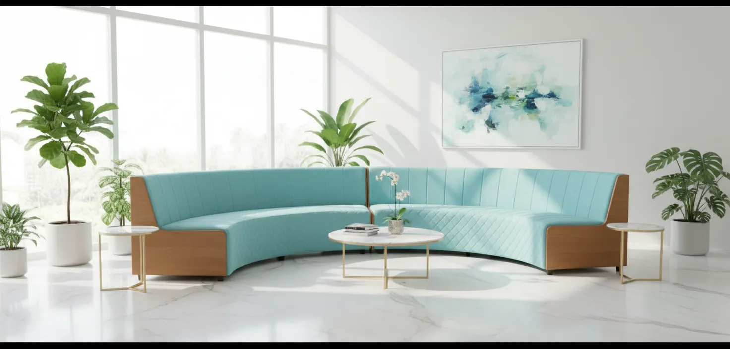 Curved Turquoise Sofa