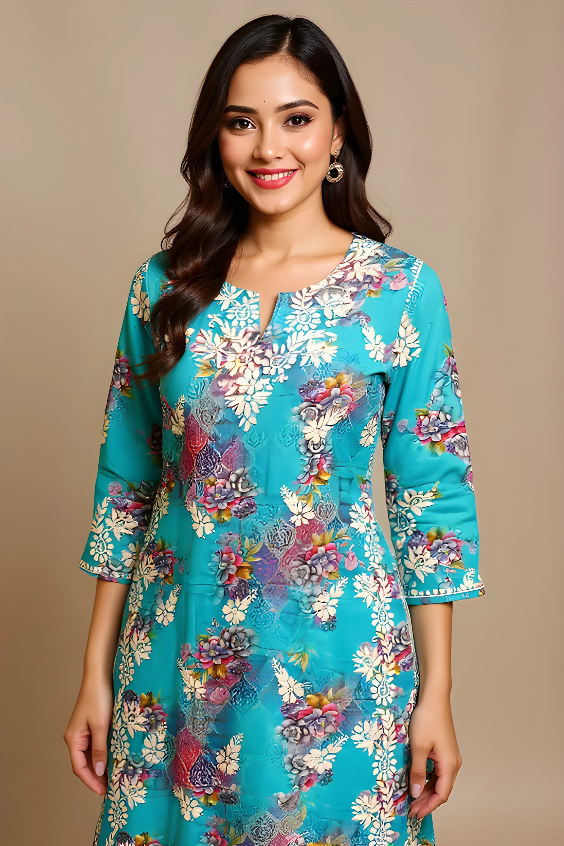 Floral Print Cotton Kurti