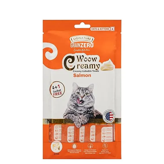 Grainzero Woow Creamy Salmon Cat & Kitten Lickable Treats (4 + 1 Free) 75 g