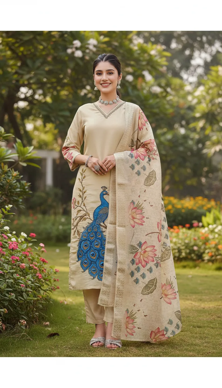 Ethnic Embroidered Kurti with Dupatta