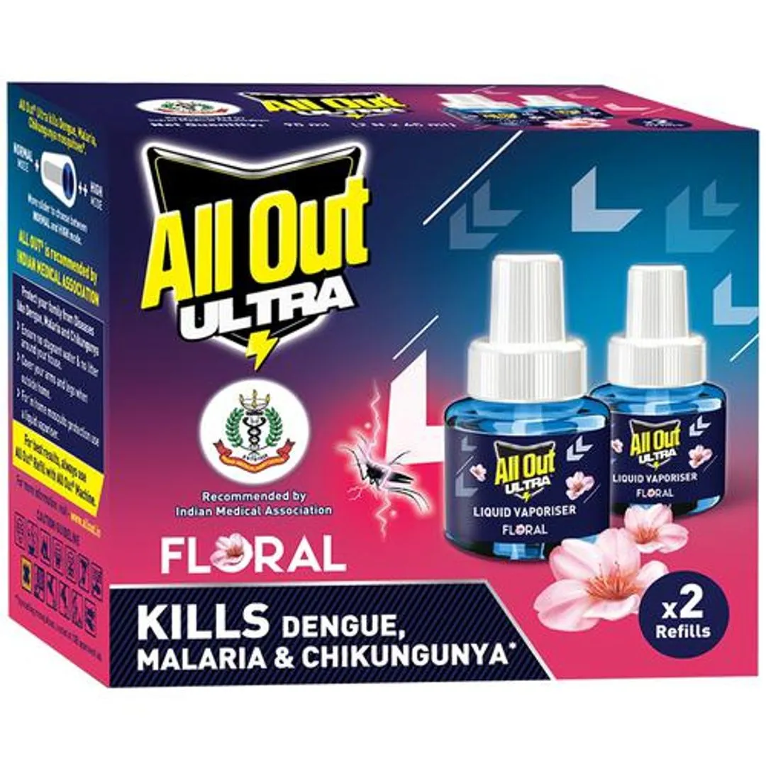 All Out Mosquito Repellent Refills  Floral (Pack of 2 x 45 ml each)