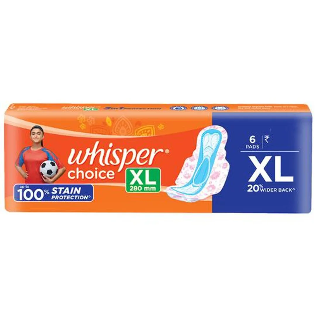 Whisper Choice Sanitary Pads XL 6 Pieces