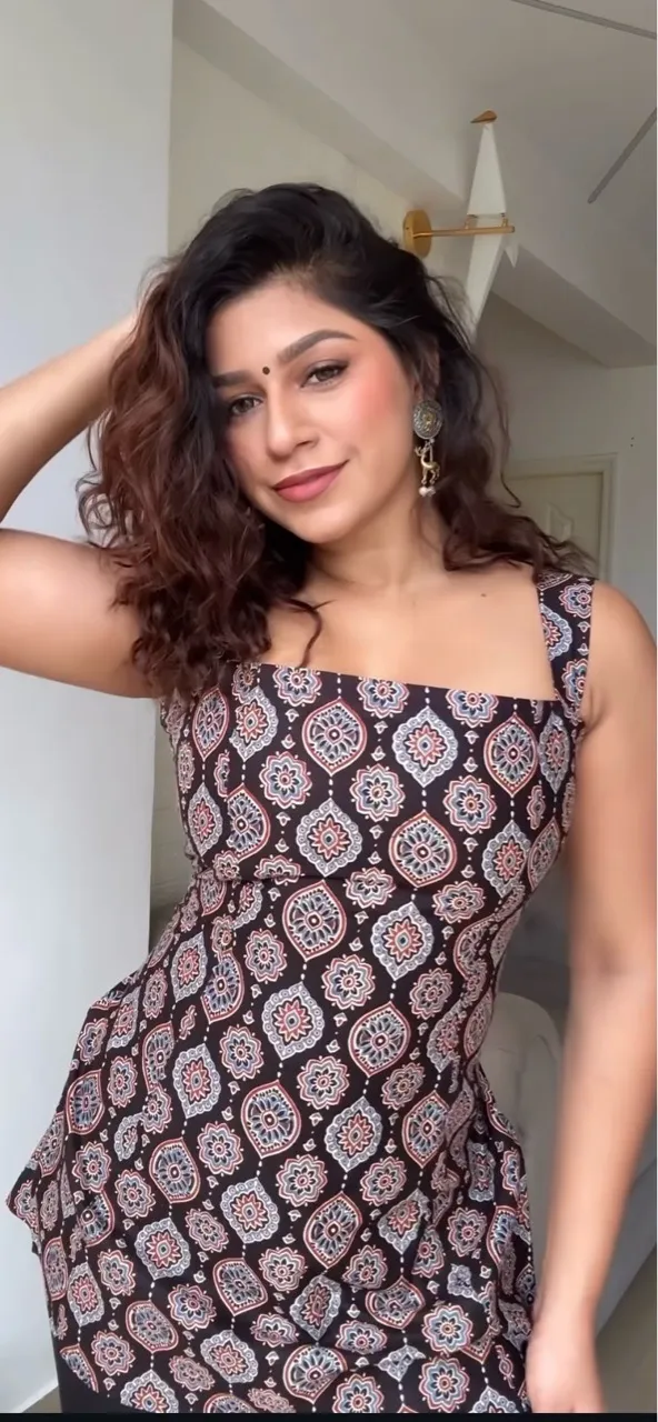 Black Ajrak Print Backless Kurti view 3