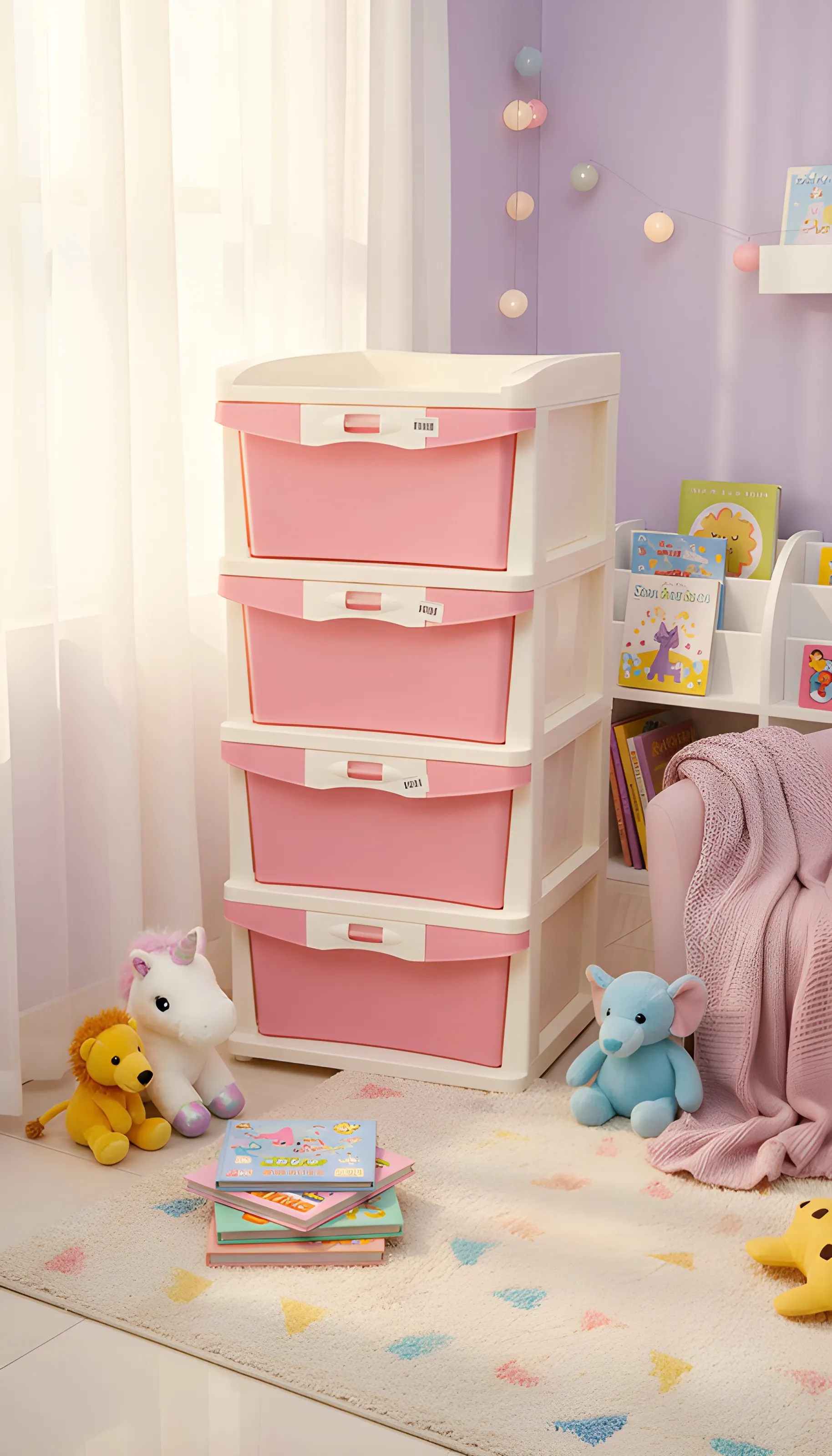Pink and White Storage Drawer Unit