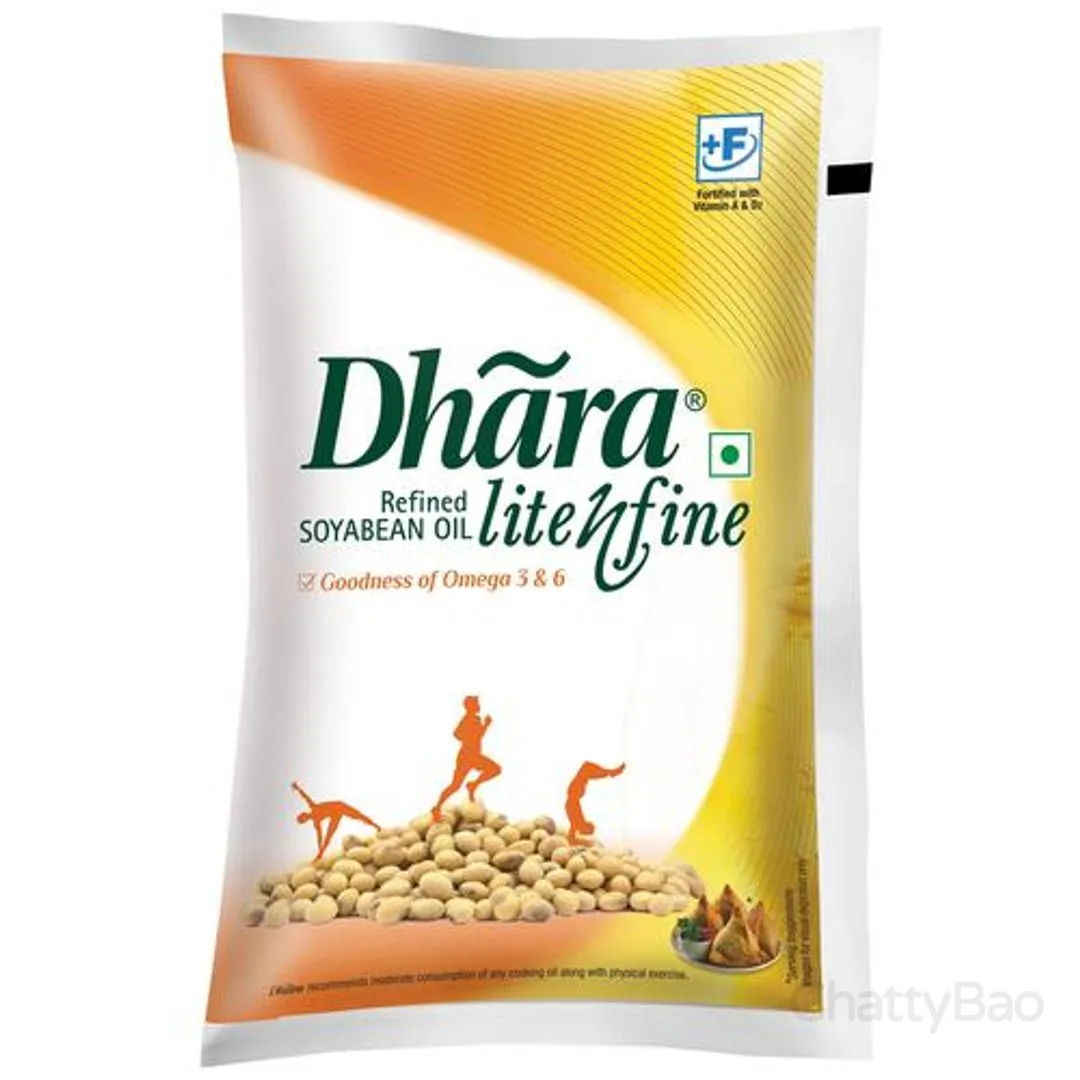 Dhara Lite N Fine Soyabean Oil Pouch 1 L