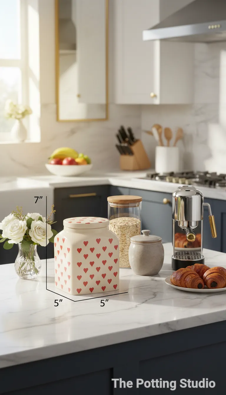 Heart Pattern Ceramic Jar