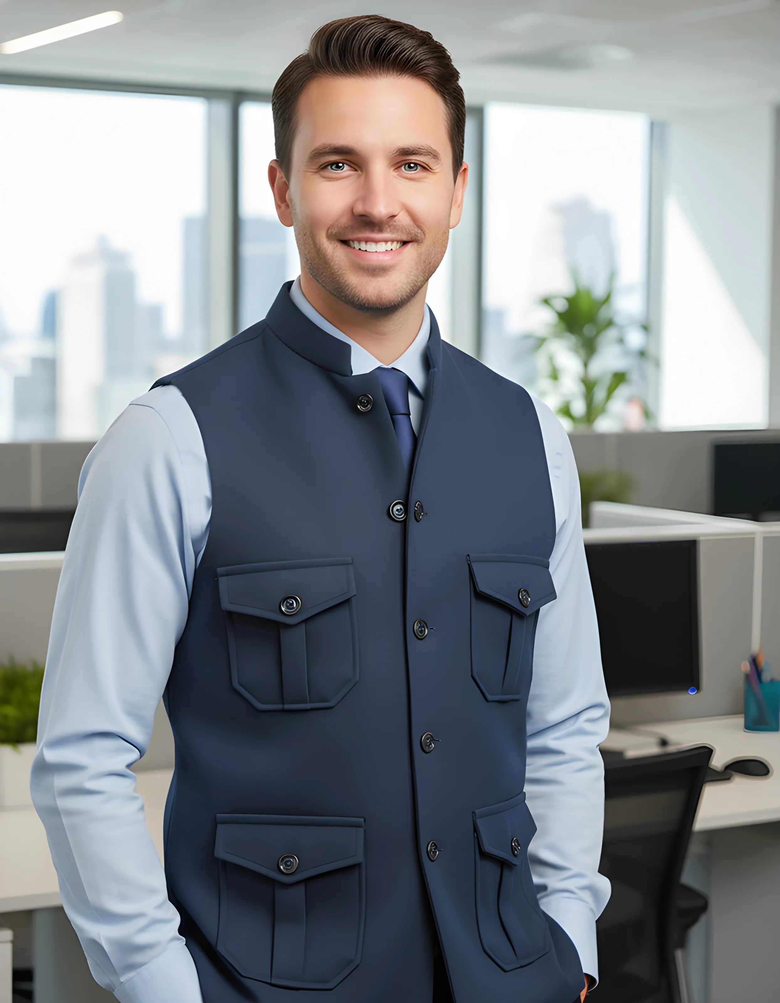 Navy Blue Sleeveless Vest