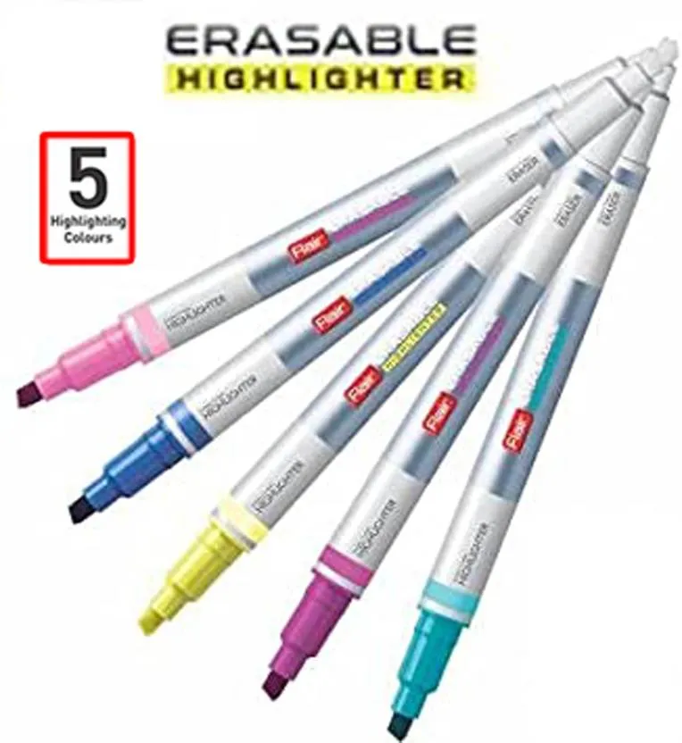 Flair 5 Erasable Fluroscent Highlighter Multiple Colors