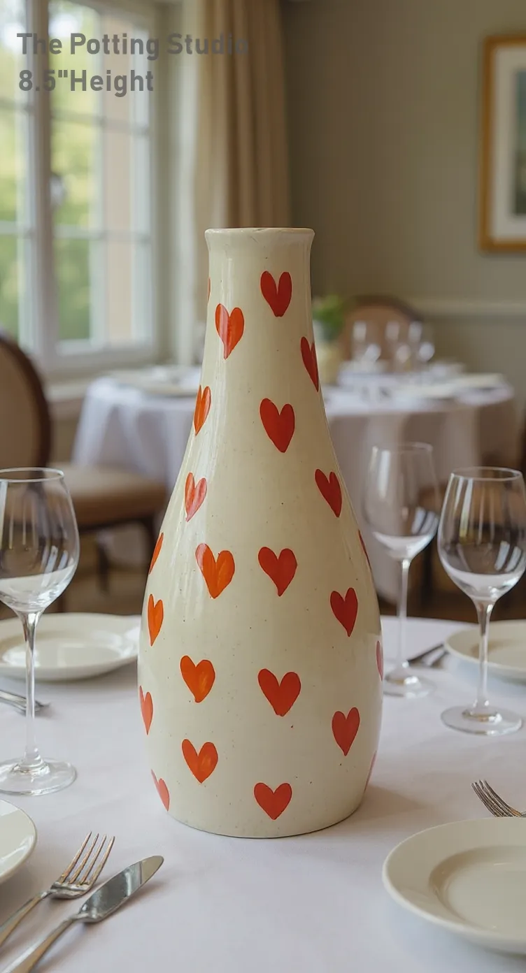 Heart Pattern Vase 8.5"Height