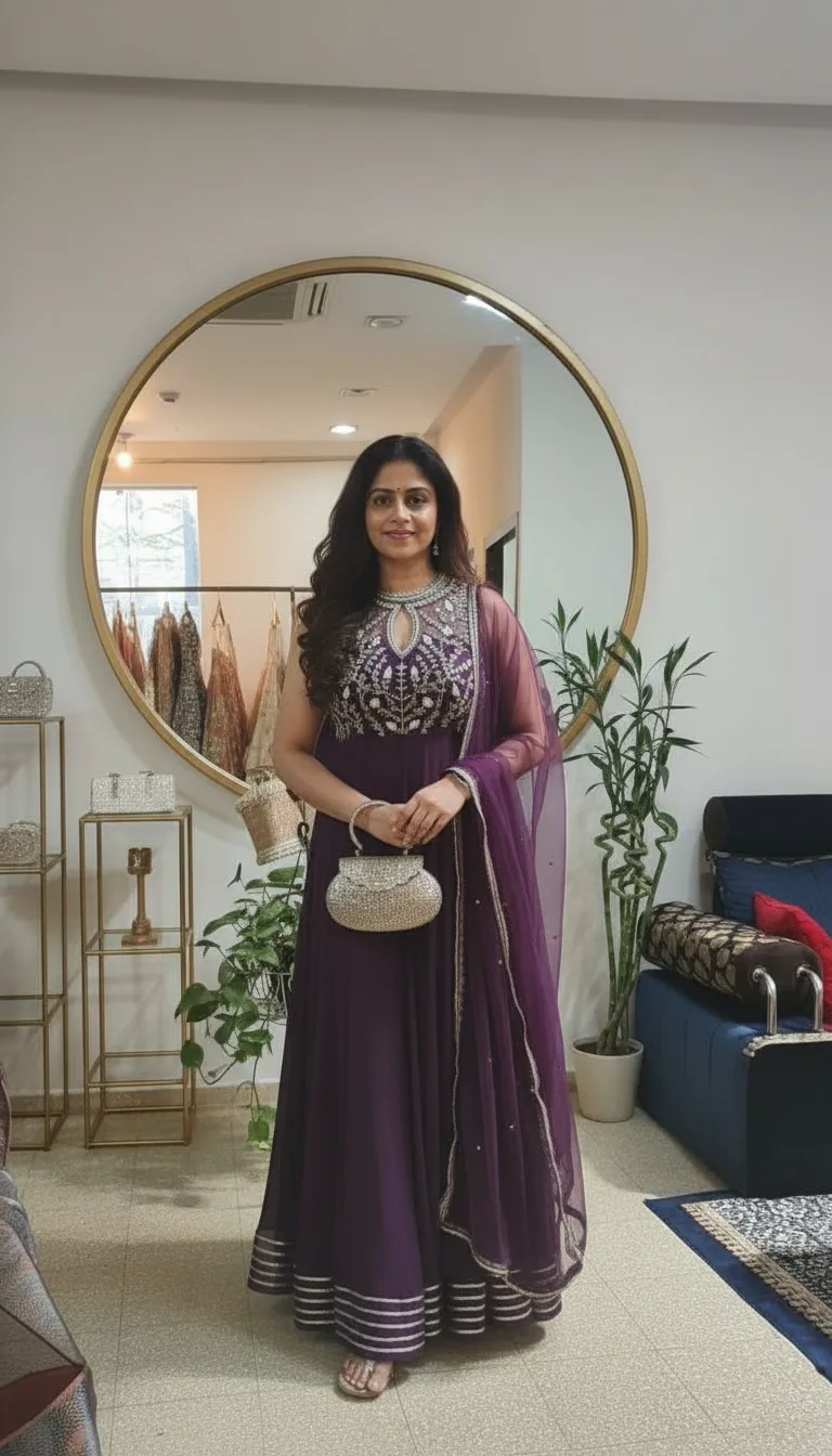 Seema Singh Purple Embroidered Anarkali