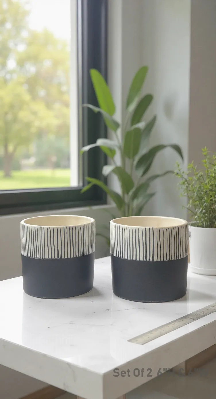 Ceramic Planters Set Of 2Nos 6"H & 6"W