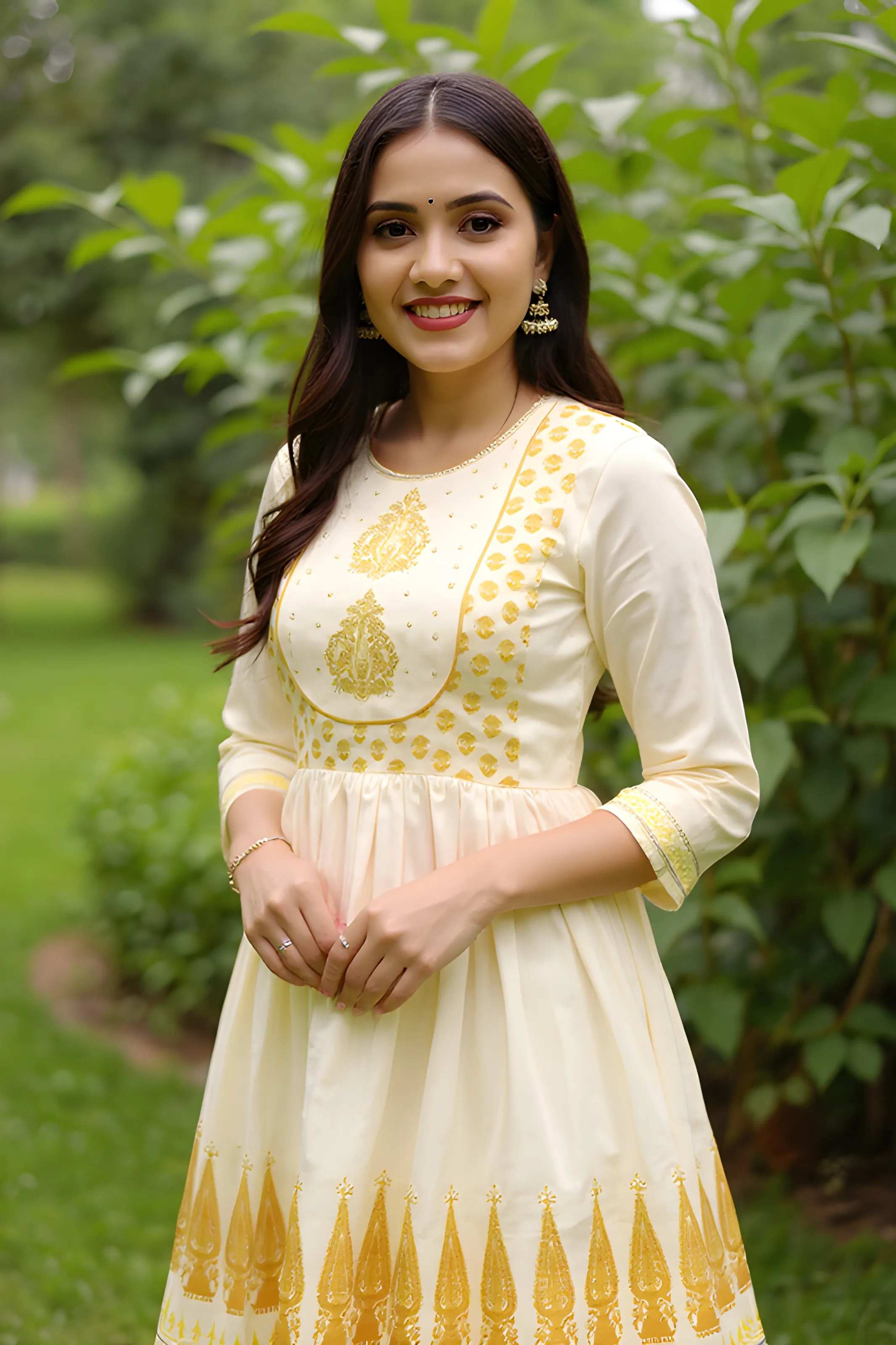Embroidered White Anarkali Dress