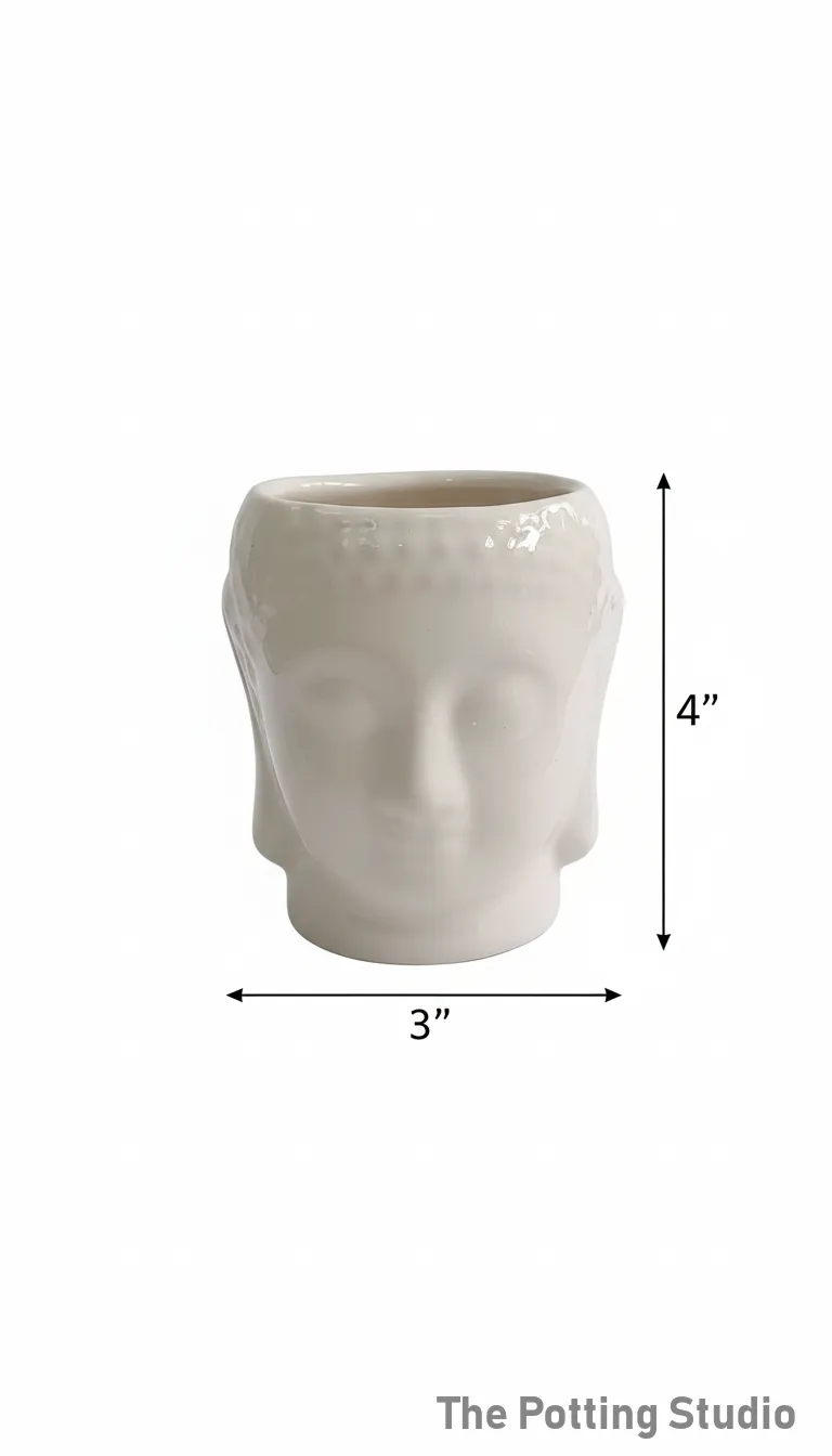 Head-shaped Ceramic Planter 4"H & 3"W