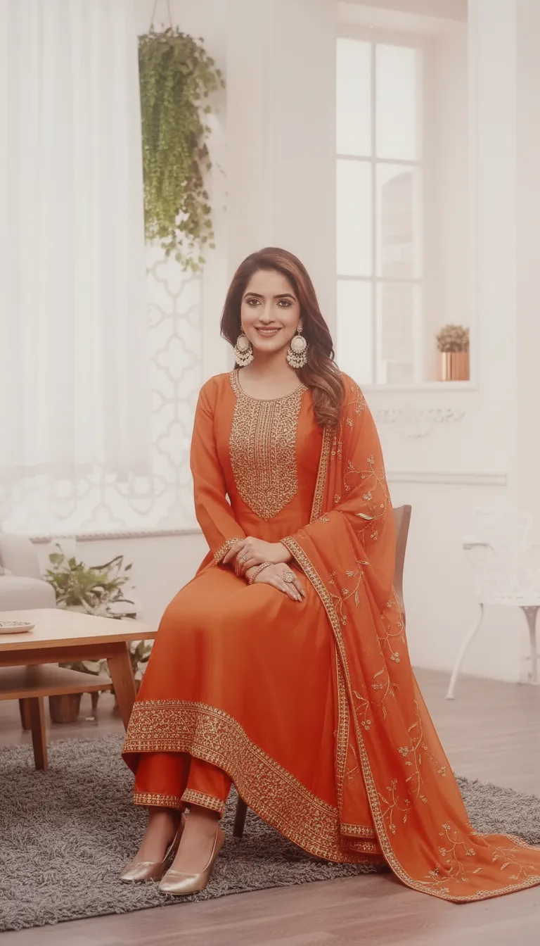 Anarkali Set With Silk Dupatta