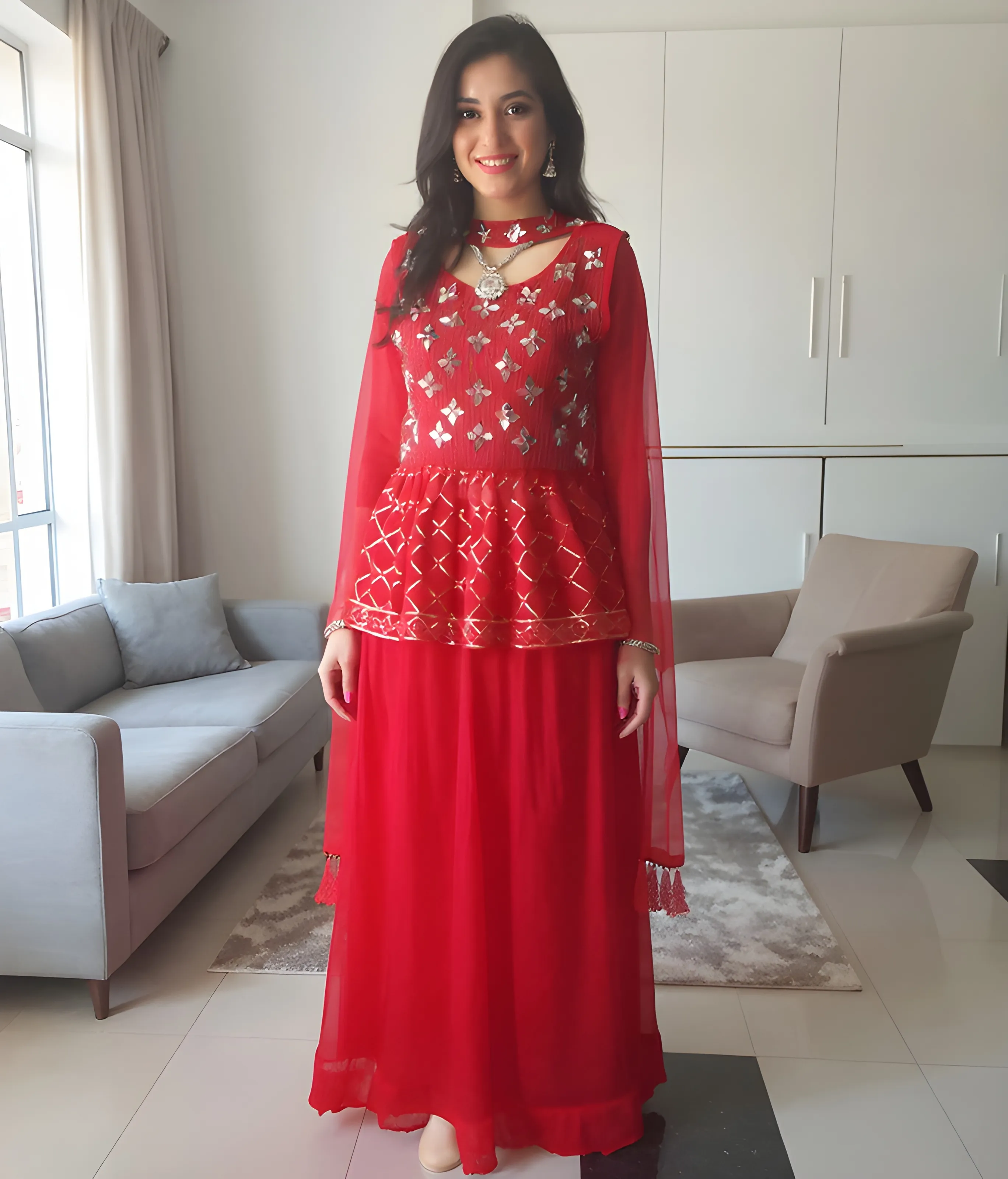 Paridhan Boutique Embroidered Red Lehenga