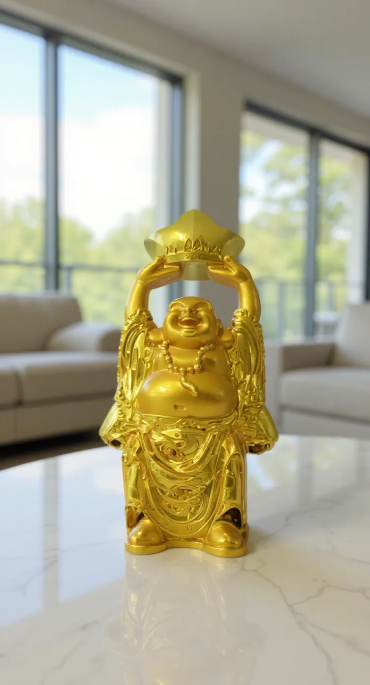 Gold Laughing Buddha Figurine