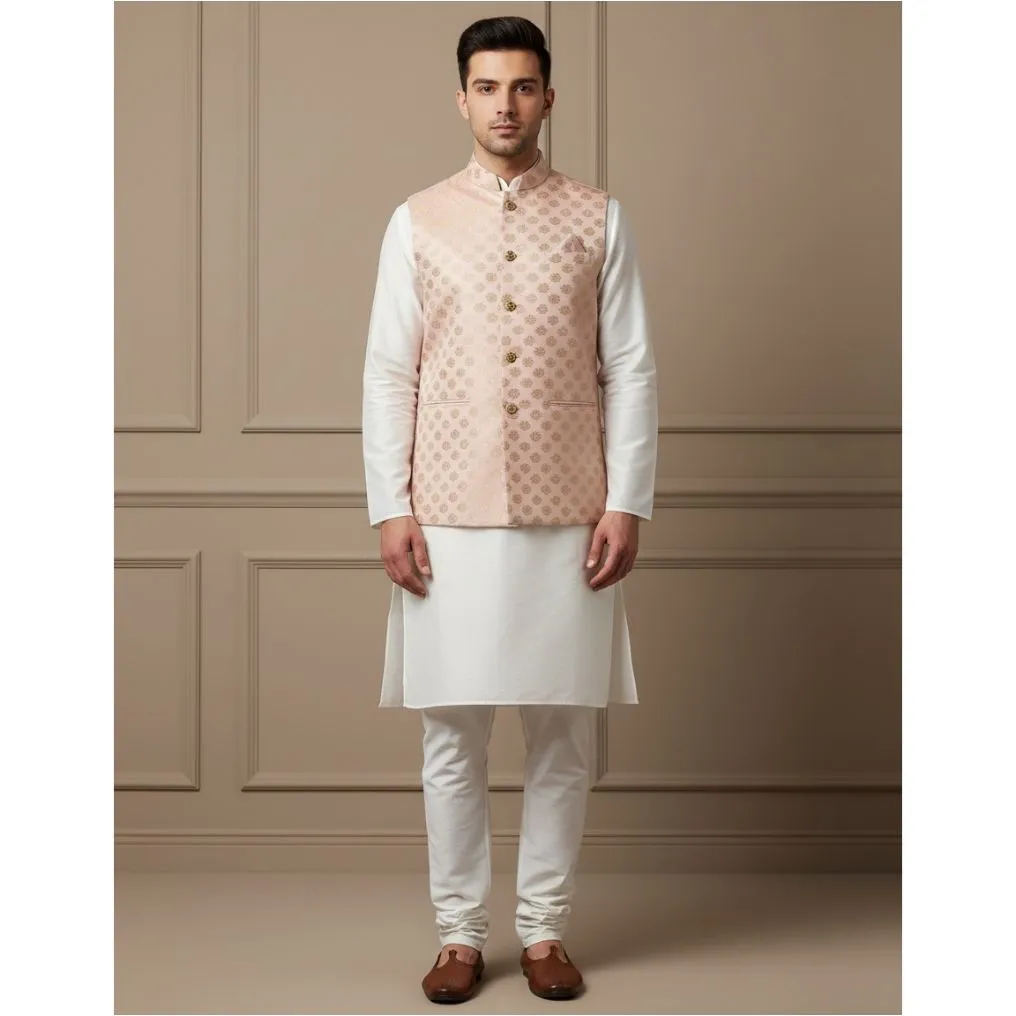Embroidered Fabric Kurta Pajama Jacket