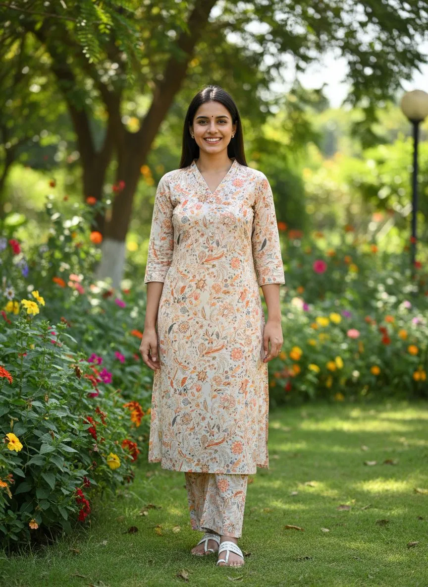 Floral Print Kurti Set