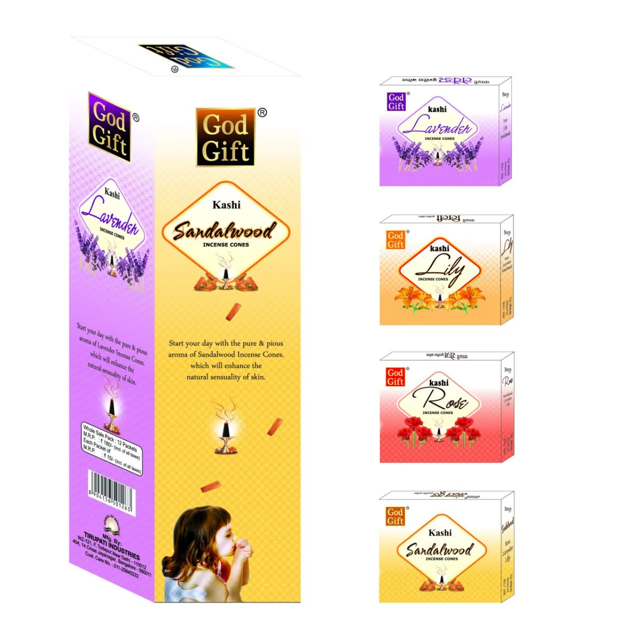 God Gift Kashi Lily Incense Cones 12 Packets