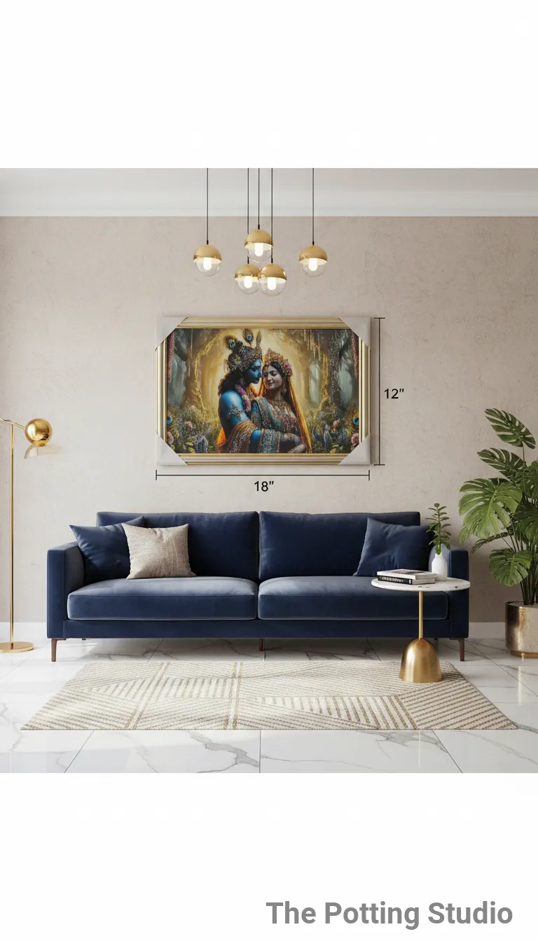 Framed Krishna and Radha Wall Art 12"H & 18" W