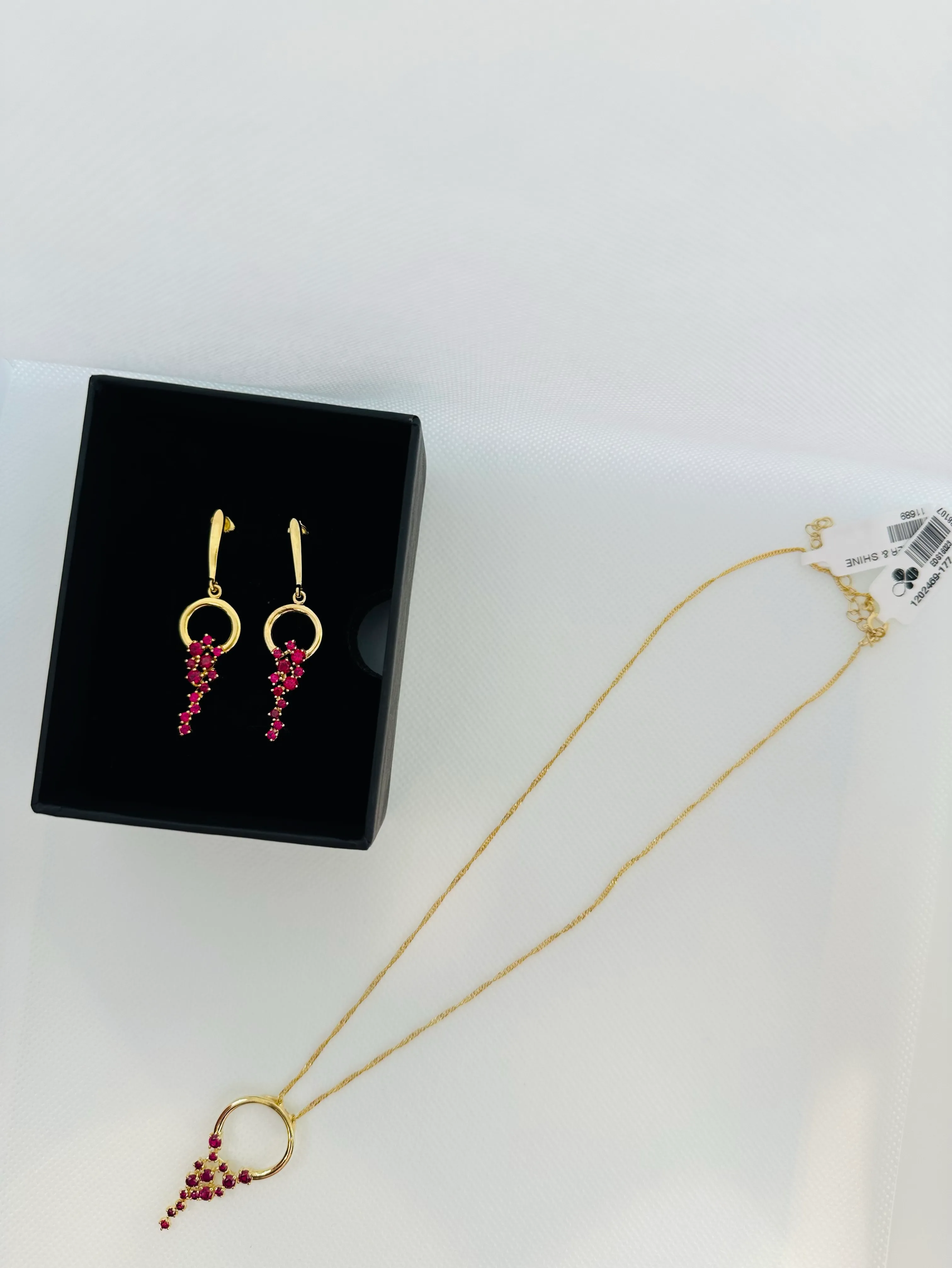 Ruby Cascade Necklace and Earrings Set view 3