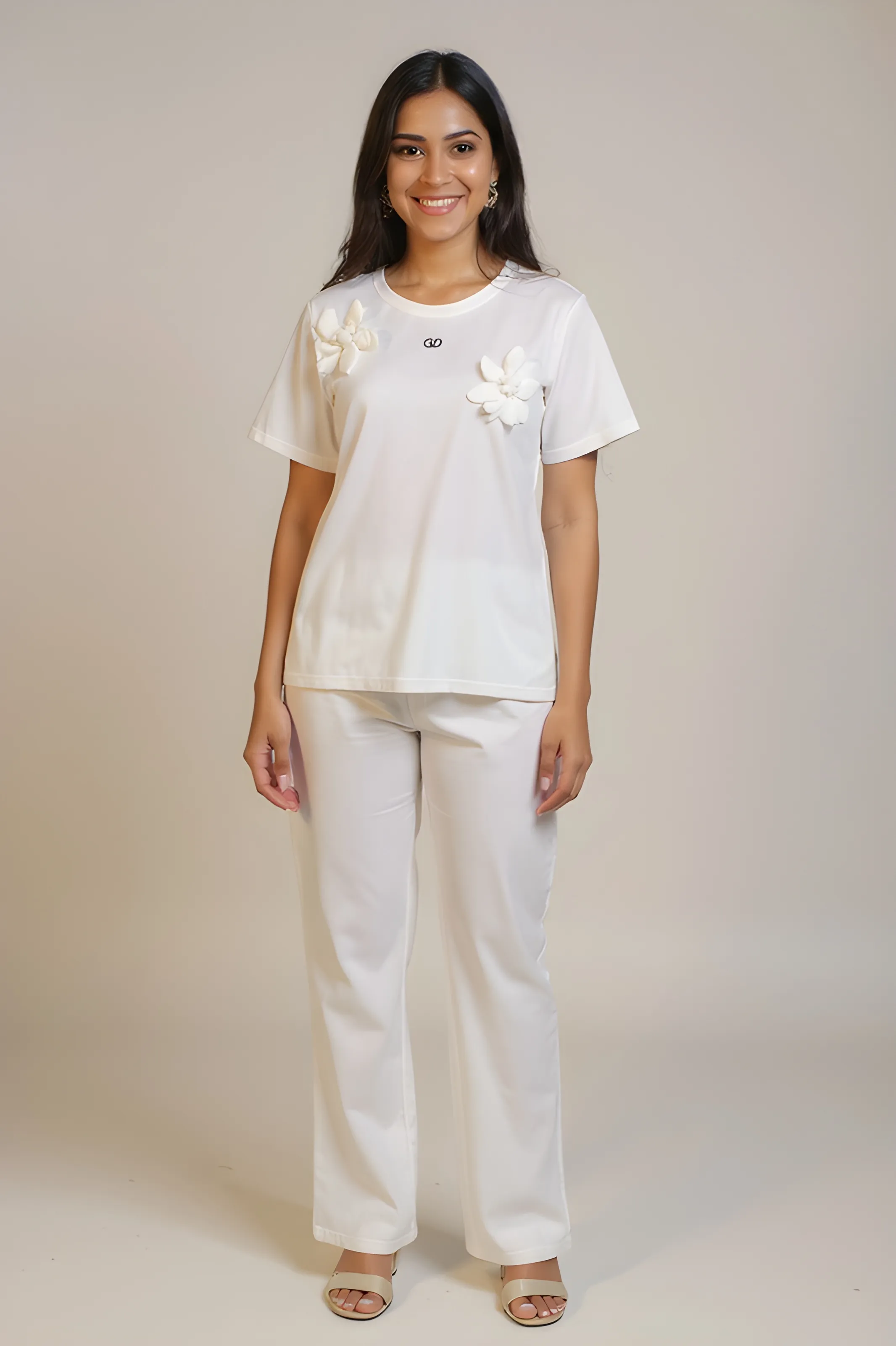 Valentine Cream Palazzo Set