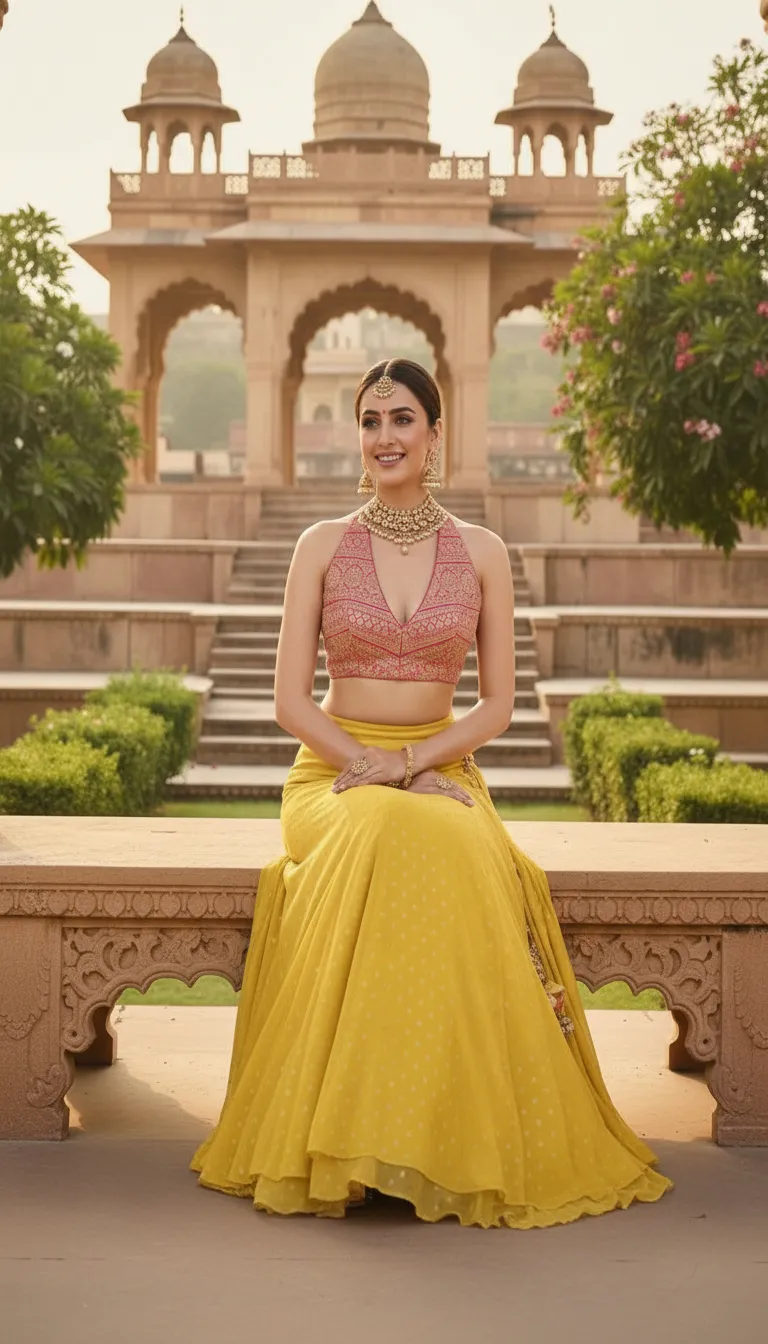 Embroidered Blouse With Lehenga