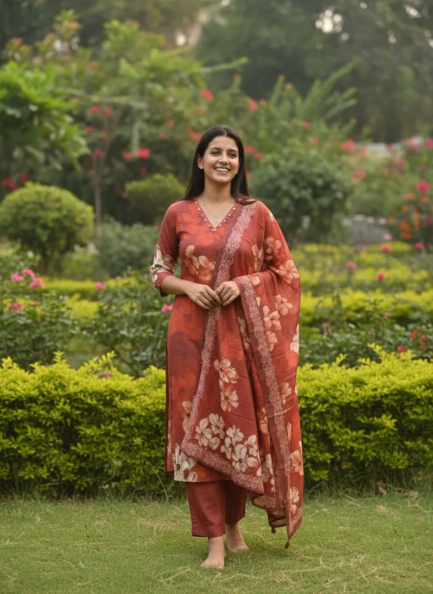 Floral Printed Kurti Set