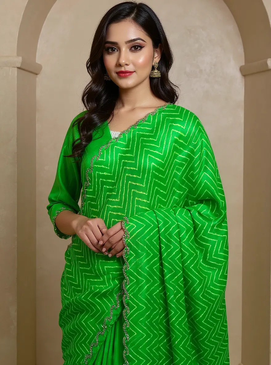 Green Georgette Saree