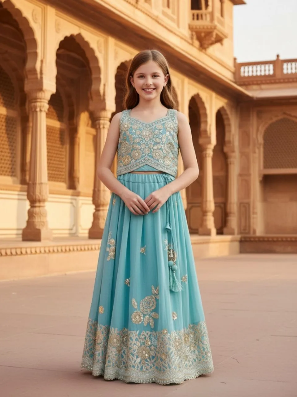 Embroidered Blue Lehenga