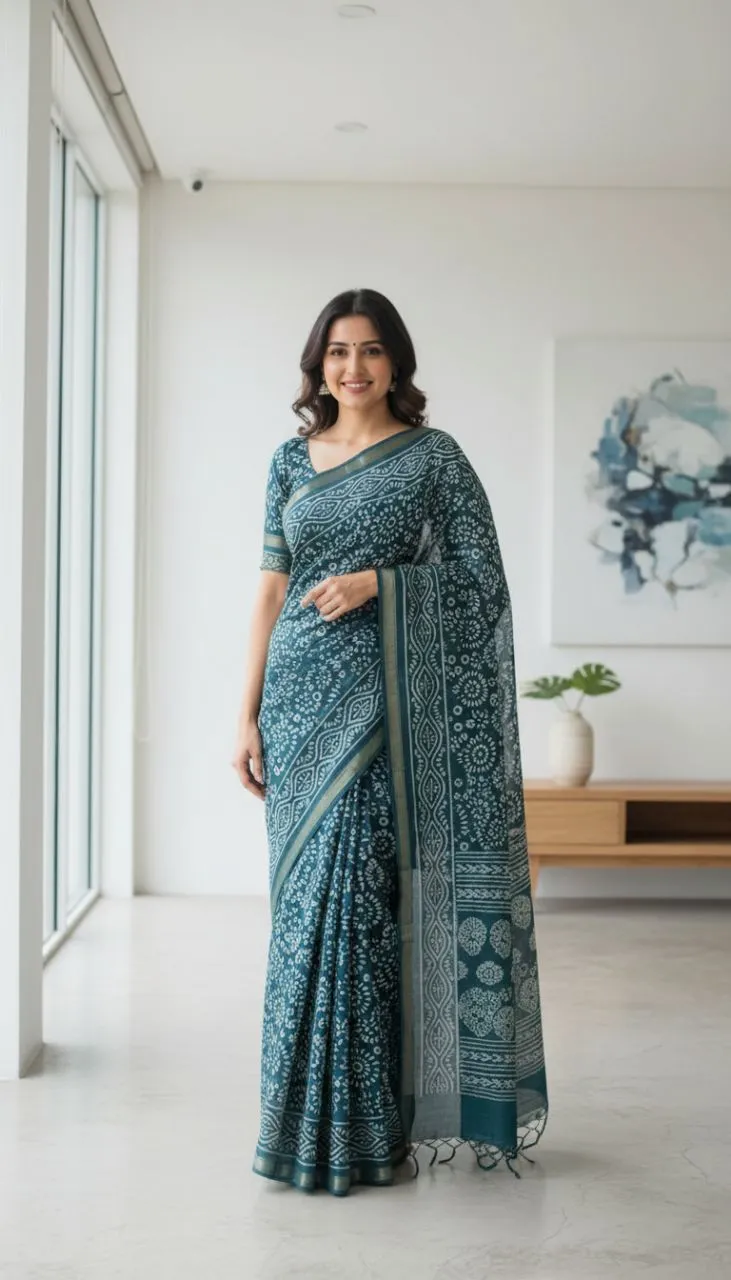 Mulcotton With Zari Work Saree