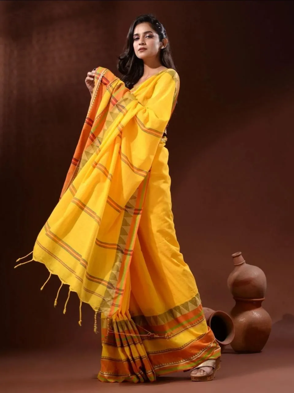 Yellow Cotton Saree