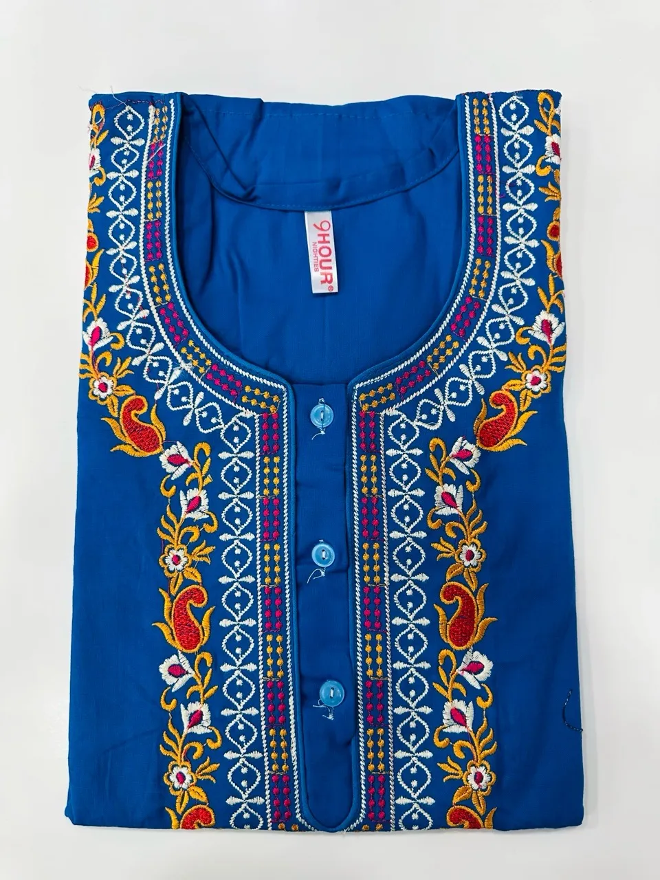 Plain Embroidery Cotton Nighty