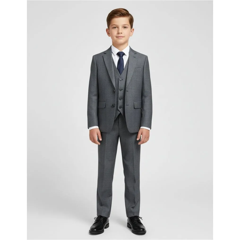 Boy Three Piece Grey Suit Fabric