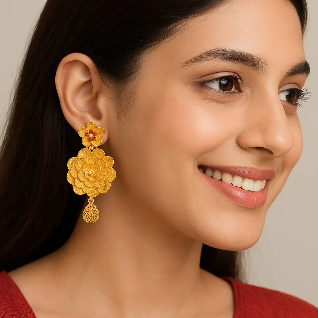 Gold Floral Earrings
