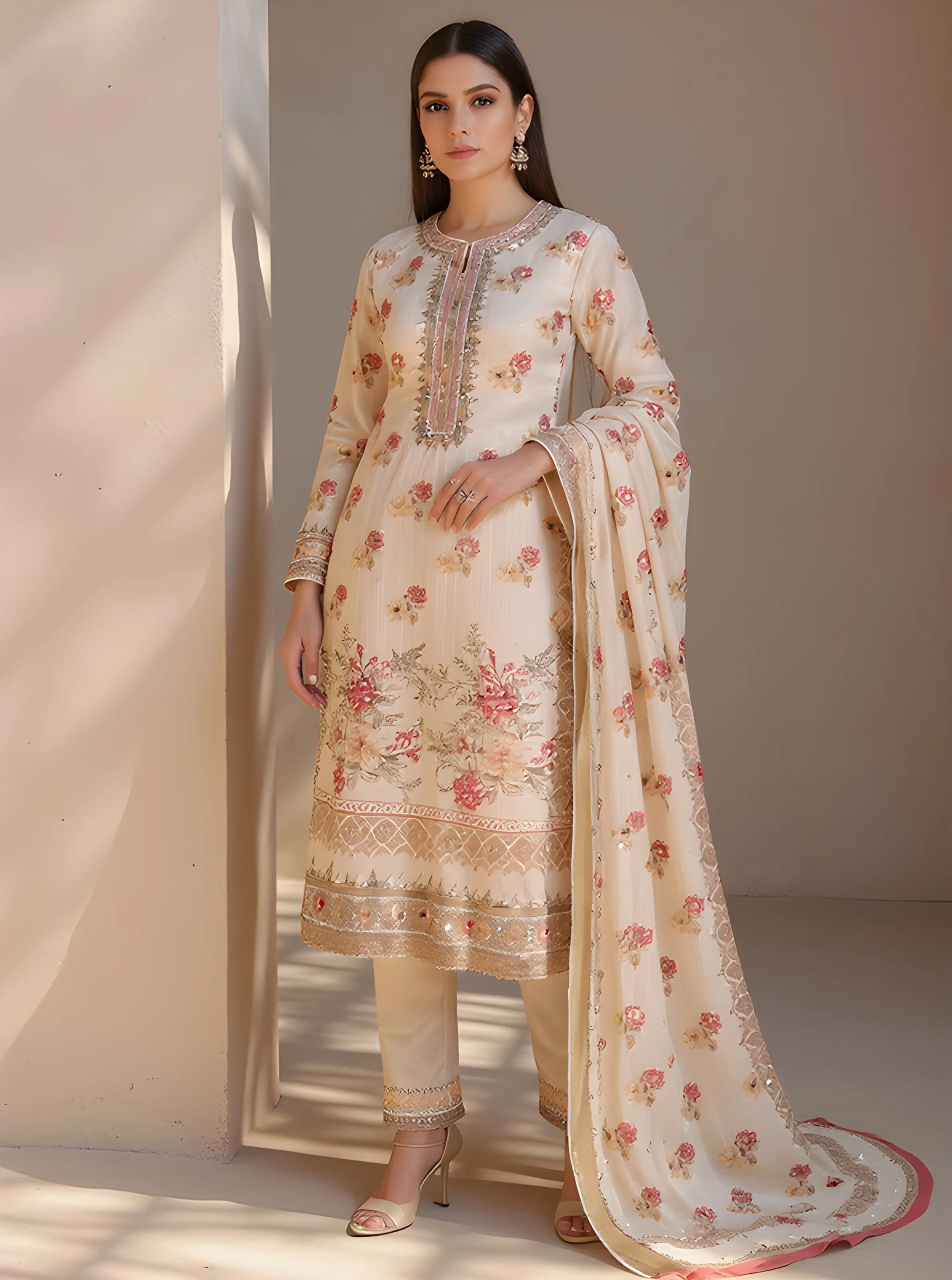 Embroidered Chiffon Salwar Suit