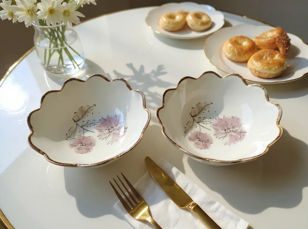 Tachiso Floral Ceramic Plate Set Of 2 Pics