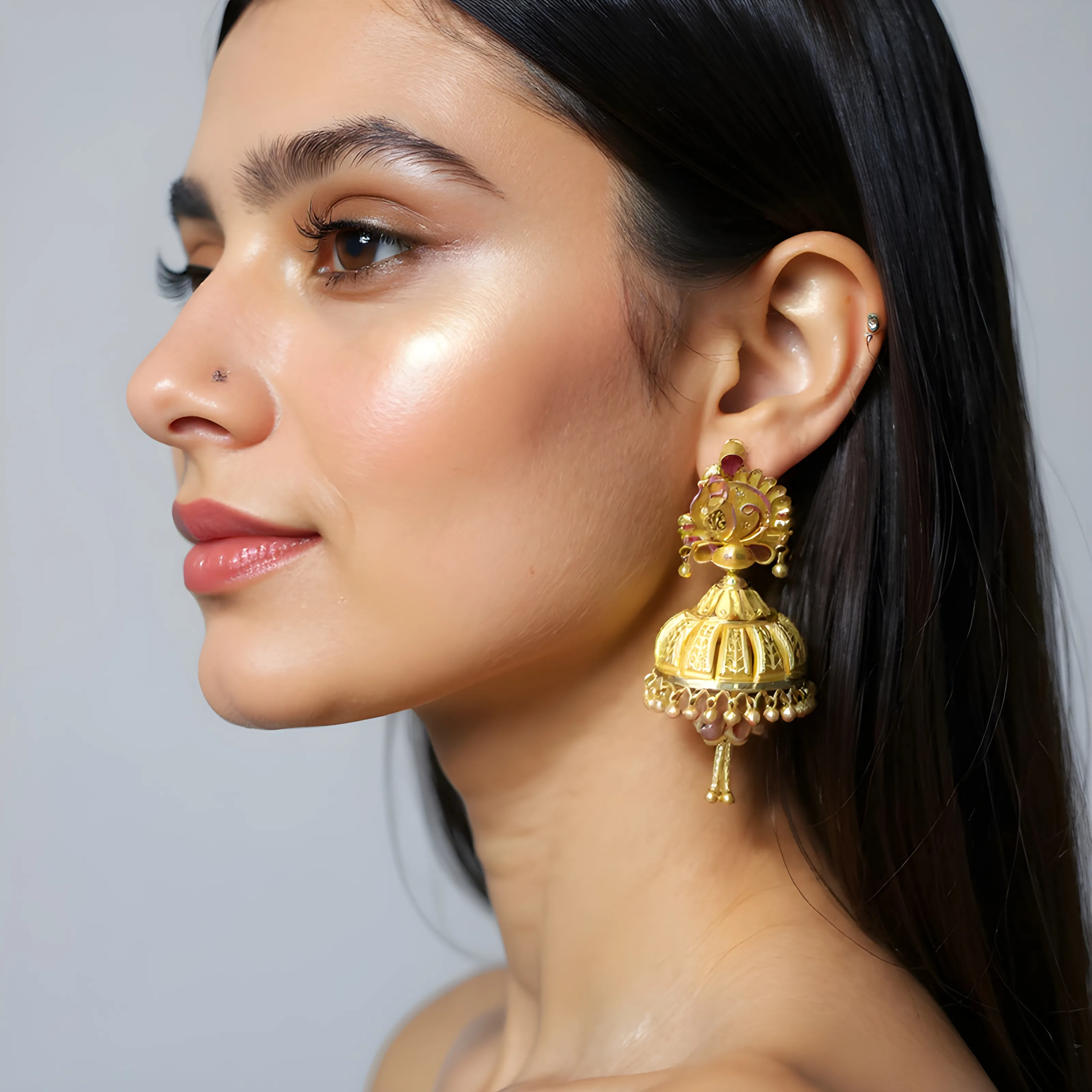 Traditional Gold Jhumka Earrings