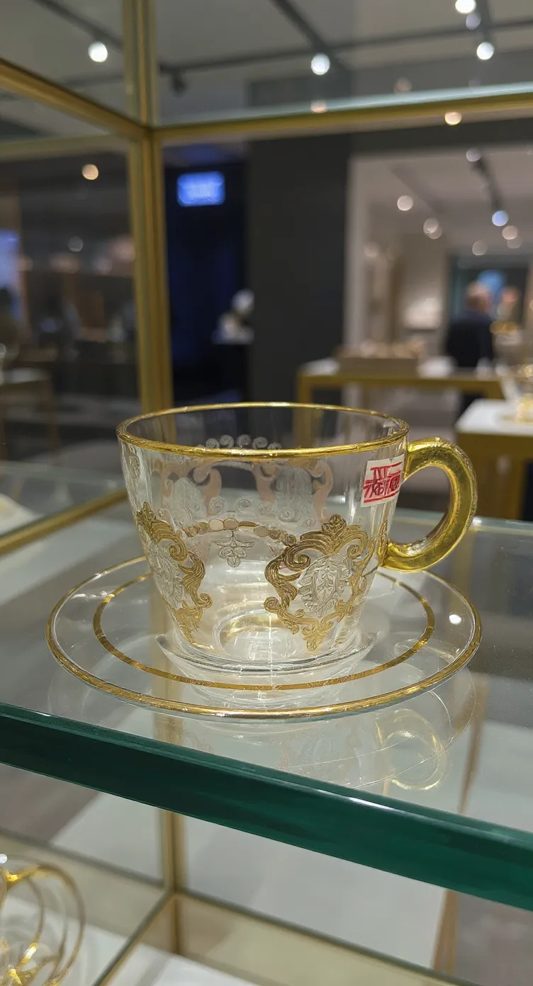 Decorative Glass Cup and Saucer