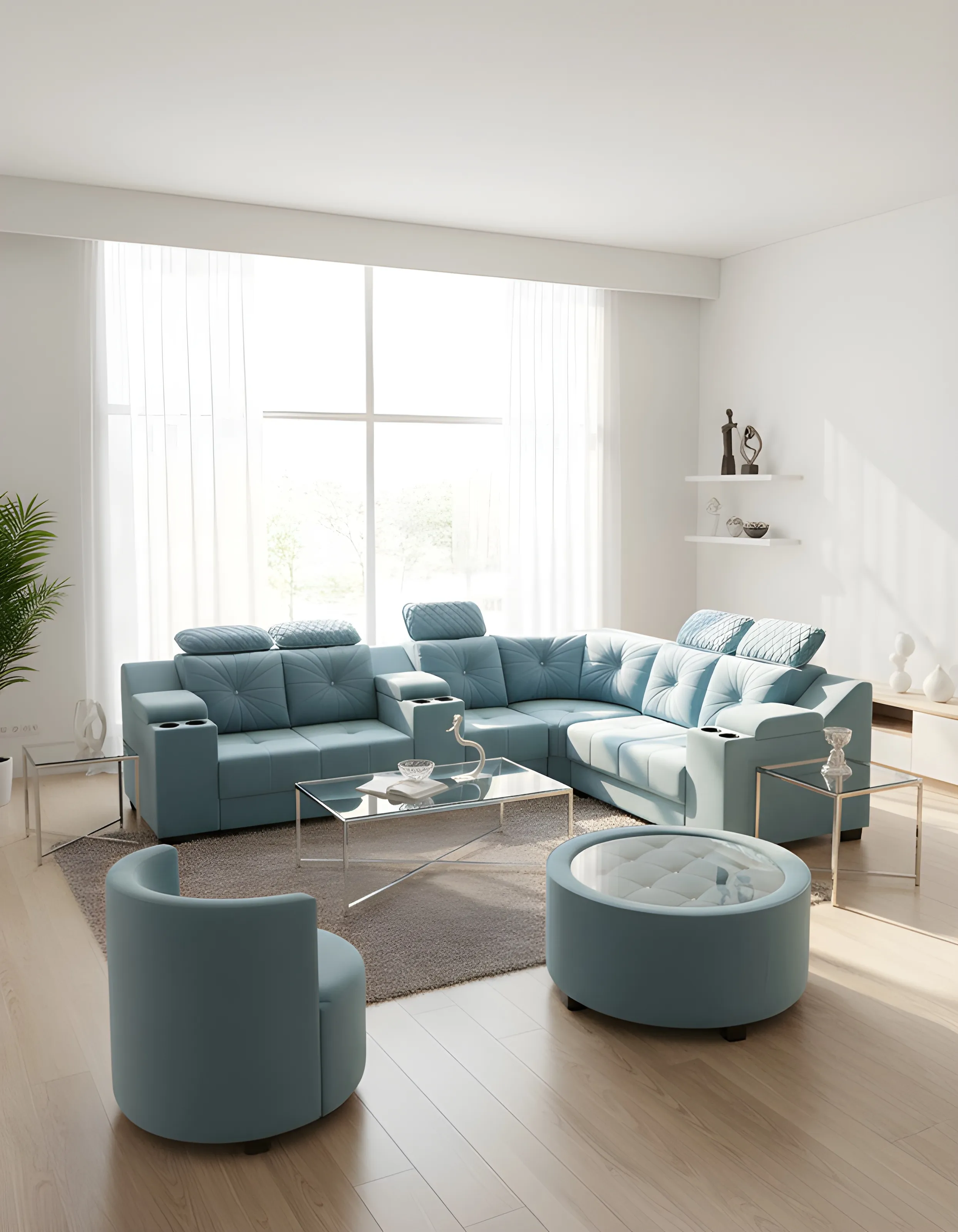 Aqua Blue Sectional Sofa