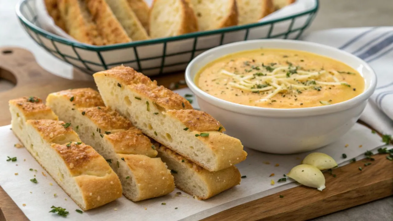 Garlic Bread Stix with Cheese Dip