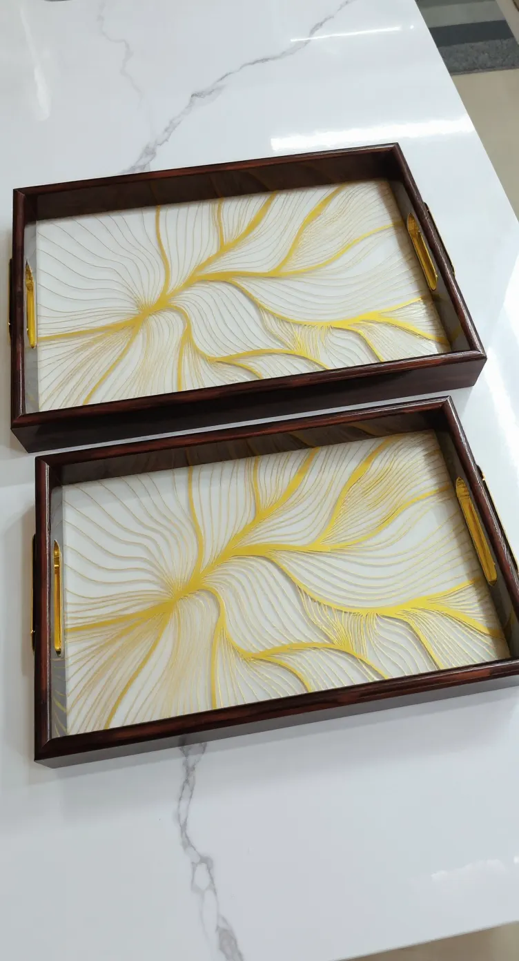 Elegant Gold Pattern Serving Trays