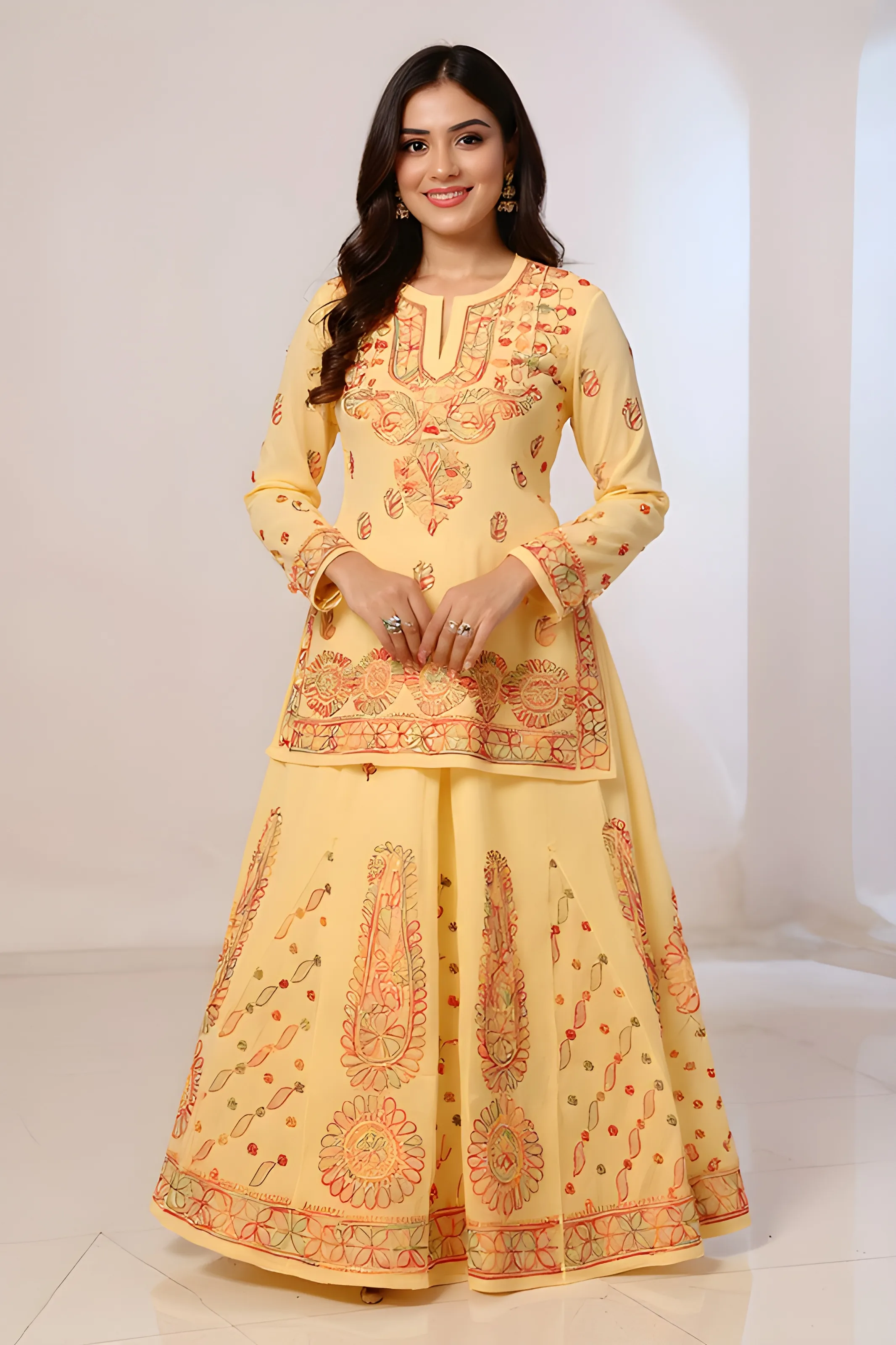 Hand-Embroidered Palazo Suit Set