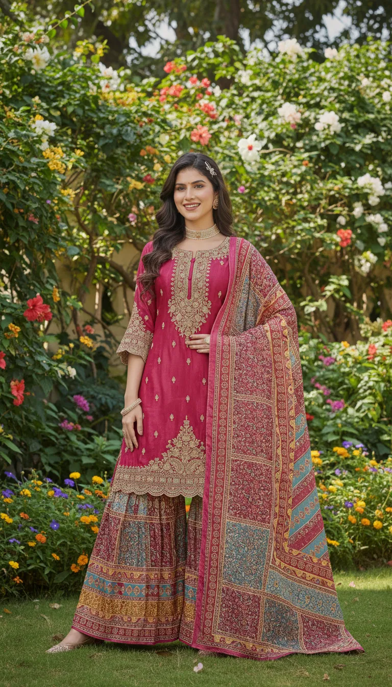 Kurta Set With Plaza Pants Suit