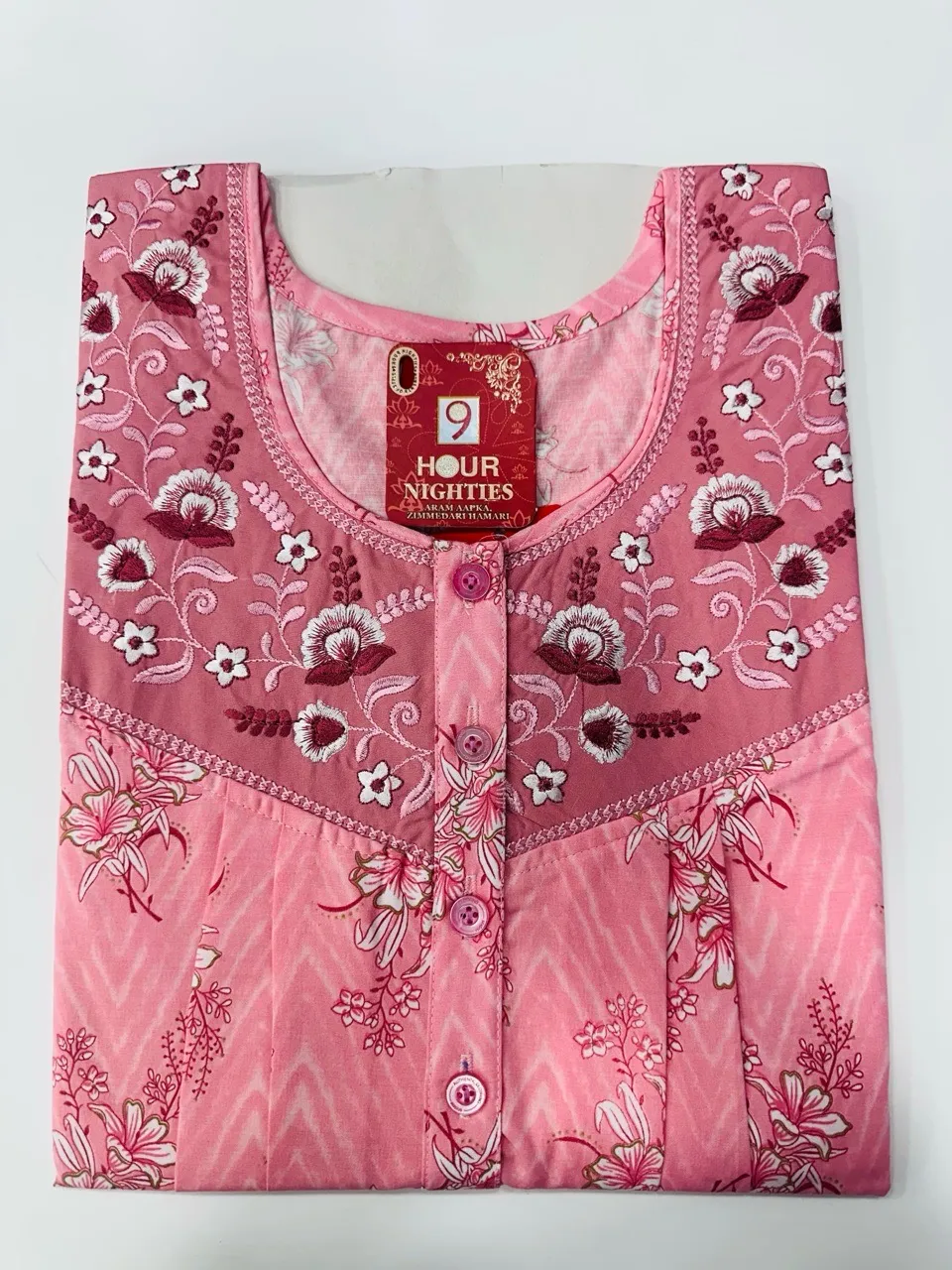 Round Embroidery Premium Spun Nighty